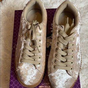 Beige suede sneakers